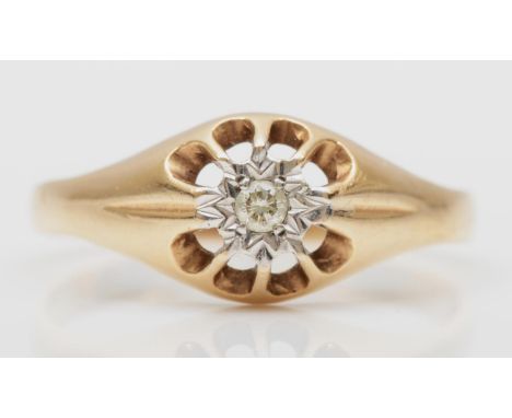 A 9ct gold and brilliant cut diamond gentleman's signet ring, Z, 3.2gm 