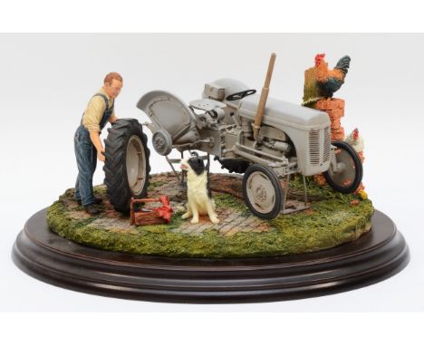 A Country Artists Country Legacy, Widening The Track (01909), by Keith Sherwin, depicting a farmer replacing a tire on a Mass