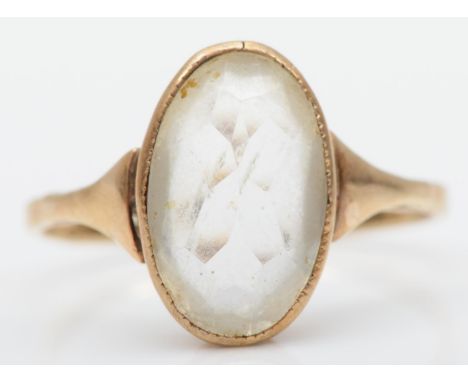 A vintage 9ct rose gold single clear stone ring, Q, 2.2gm 