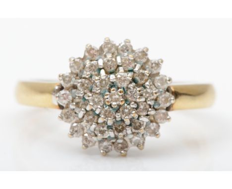 A 9ct gold and brilliant cut diamond cluster ring, stated weight 0.50cts, R, 3.2gm 