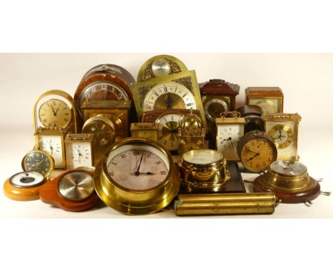 A collection of quartz and mechanical clocks, to include an Ingersoll alarm clock, a Estyma carriage clock, Westclox alarm cl