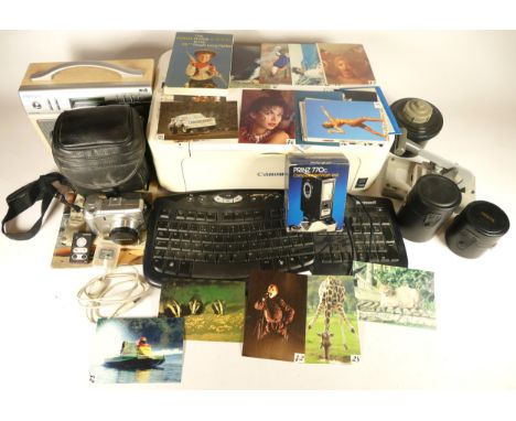 A collection of photography equipment and electronics, to include a Durst Phototechnik C35 film enlarger, together with dark 