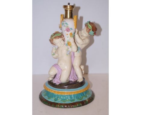 Majolica Cherub Lamp Base Head AF