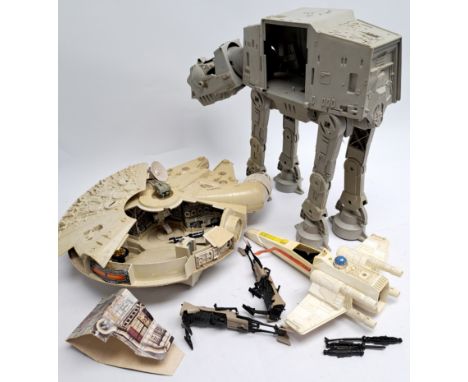 Kenner Star Wars Vintage Millennium Falcon, AT-AT, incomplete in mixed lot. Poor to fair  