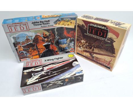 Airfix, Parker Bros, MPC Star Wars Model kits and Sarlacc pit game. Mixed lot. Fair to good.MPC Jabba the Hutt Throne Room is