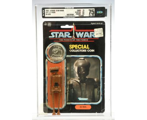 Kenner Star Wars vintage Power of the Force EV-9D9 3 3/4" figure, Bubble and Acrylic case have been damaged since grading, an