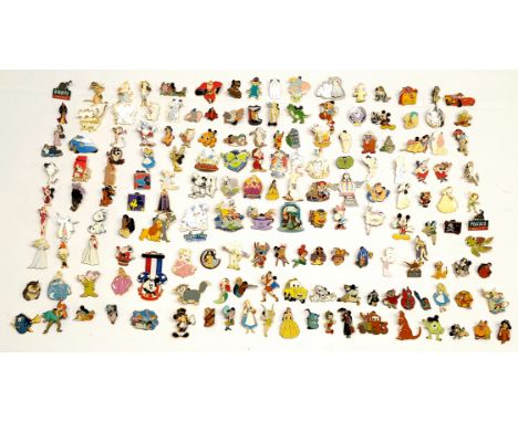 Large quantity of loose disney pins, to include Mickey Mouse, Alice in Wonderland, Lilo &amp; Stitch, Cars, The Lion King &am