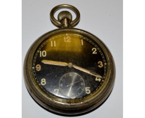 A World War I military pocket watch, subsidiary seconds dial, Swiss made, arrow mark, inscribed to verso CS/TP S 358535 