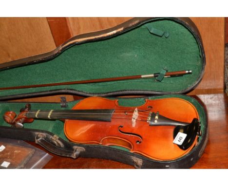 A 20th century  reproduction Stradivarius violin, cased 
