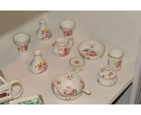 Royal Crown Derby Posies - salt and pepper pots, miniature spill vases;  trinket pot and cover;  tea strainer;  etc 