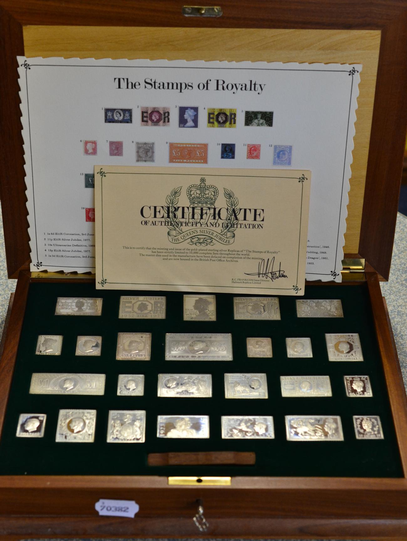 The Stamps of Royalty. A collection of gold plated solid sterling