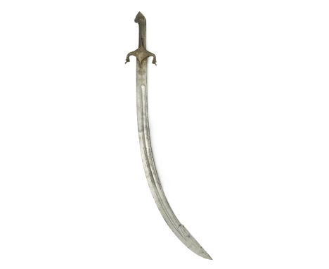 An Afsharid gold-damascened steel sword (shamshir) Persia, 18th Centurythe single-edged steel blade of curved form with singl