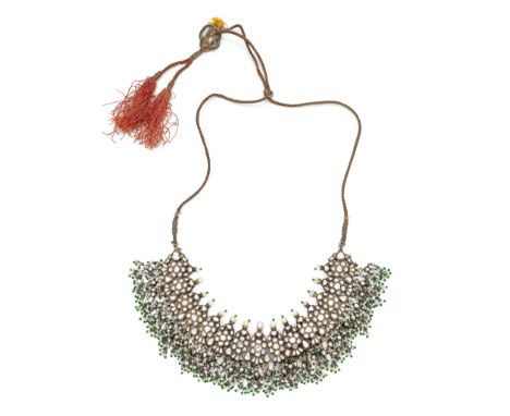 A diamond-set enamelled gold necklace India, 19th/ 20th Centurycomprising fifteen openwork elements of floral form, set with 