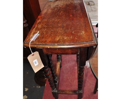 A Chinese carved circular tilt top occasional table together with a small oak gate leg table