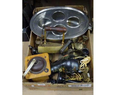 A coffee grinder, brass iron, etc.