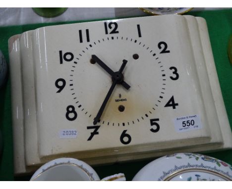 Vintage Siemens ceramic wall clock, working order