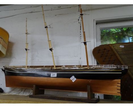A model 3-masted sailing boat