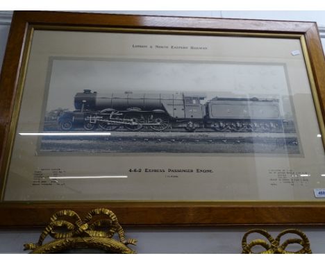 Framed early photograph London & North Eastern Railway 4- 6 - 2 - Express passenger engine