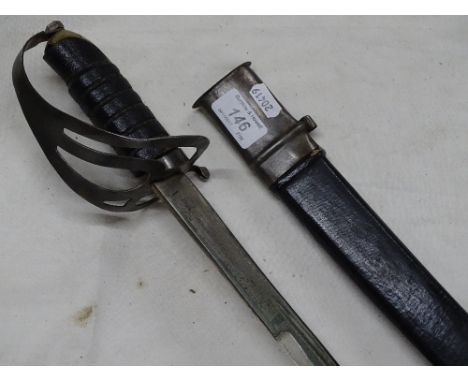 A cavalry sword with damascene blade, and scabbard