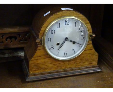 Oak cased 2 train mantel clock