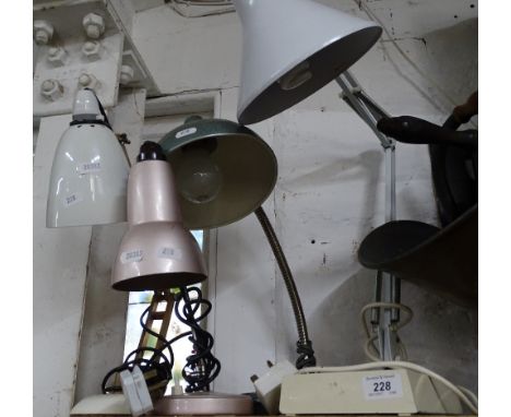 Angle poise lamp and 3 other adjustable lamps
