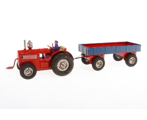 Gama Traktor mit Anhänger, HL, Uhrwerk intakt, LS und Alterungsspuren, Gesamtlänge 42, Z 3