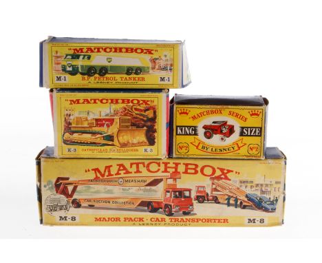 4 Matchbox Modelle K-2, K-3, M-1 und M-8, Alterungsspuren, je im tw besch. OK, meist Z 2-3
