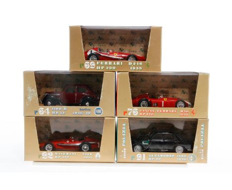 5 Brumm Modellfahrzeuge 64, 69, 76, 91 und 92, Maßstab 1:43, Alterungsspuren, je im OK, Z 2