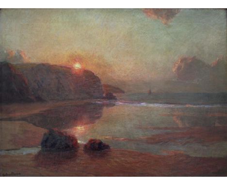 JULIUS OLSSON, RA (1864-1942) THE LAST GLEAMS OF SUNDOWN Signed, oil on canvas 45 x 60.5cm. ++ Light scattered retouching; ne