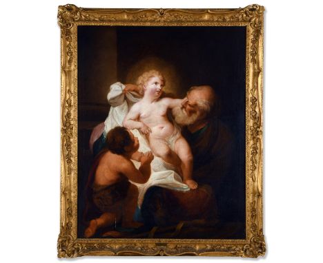 FOLLOWER OF CARLO MARATTA (1625-1713) ST JOSEPH WITH THE CHRIST CHILD AND THE INFANT JOHN THE BAPTIST Oil on canvas, in an as