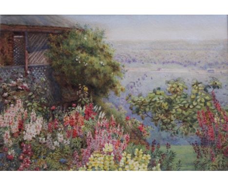 HELENA EDITH ADIE (1865-1947) THE VIEW FROM THE GARDEN Signed,, watercolour 17 x 25cm. ++ Slight discolouration and fading in
