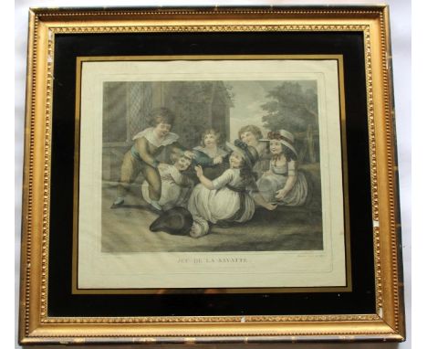 AFTER WILLIAM HAMILTON, RA (1751-1801) JEU DE LA SAVATTE; LA MAIN CHAUDE A pair, coloured stipple engravings by Laindor de To