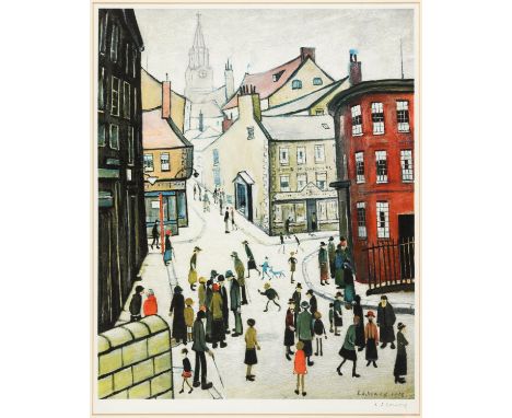 •AFTER LAURENCE STEPHEN LOWRY, RA (1887-1976) BERWICK ON TWEED Offset lithograph, 1973, with blindstamp, signed in pencil 53 