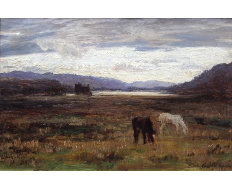 DAVID FARQUHARSON, ARA, ARSA (1840-1907) HEAD OF LOCH AWE Signed, inscribed with title and dated 1881, oil on board 19.5 x 29