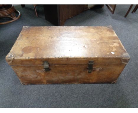 A late 19th century leather travel trunk bearing the inscription 'J. E. McKie RNNR'