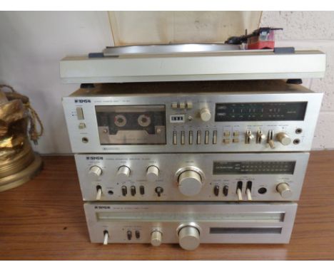 Three Tensei HiFi separates including cassette deck, integrated amplifier and stereo tuner with an Apollon belt drive turntab