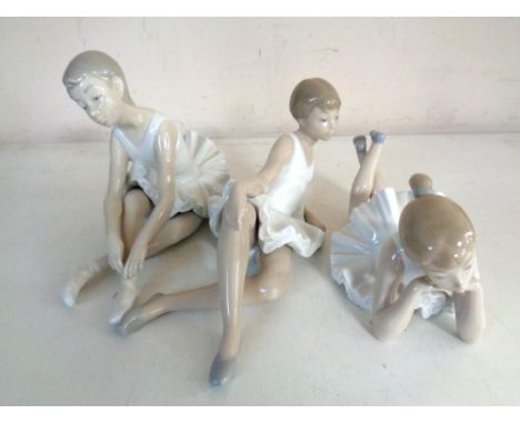 Three Nao ballerina figures 