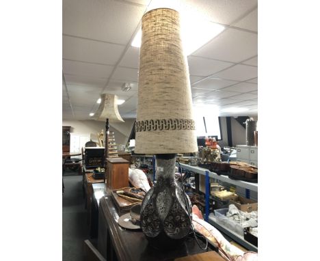 A 1970s pottery table lamp with shade (height 132cm)