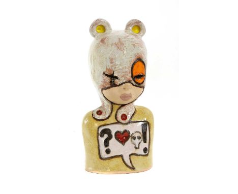 *Kobron (Iwo Rynkiewicz) (Polish, b.1970) Bunny girl ceramic sculpture, signed verso 26cm high *Artist's Resale Right may app