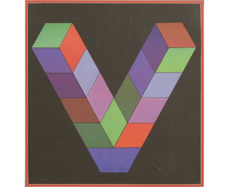 *Victor Vasarely (Hungarian-French, 1906-1997) 'V' serigraph, signed in pen image 40 x 40cm *Artist's Resale Right may apply 