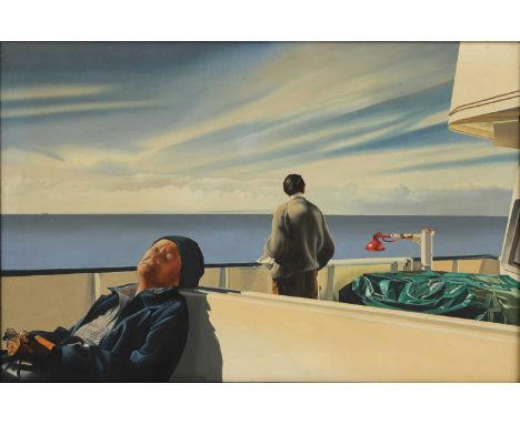 Russell Gray (20th century) Sunshine on the top deck of a boat signed l.c., oil on canvas 61 x 92cmCondition report: Light sc