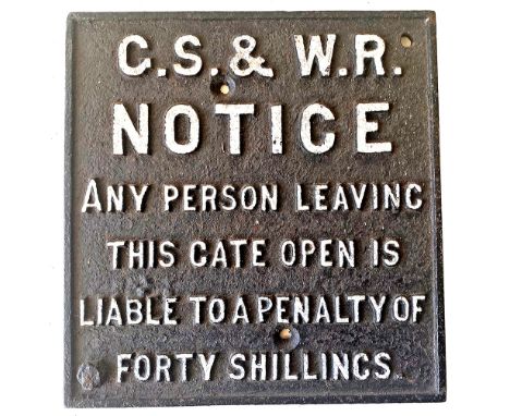 Great Southern &amp; Western Railway cast iron Gate Notice. Face lightly restored, rear original, one bolt still rusted in.