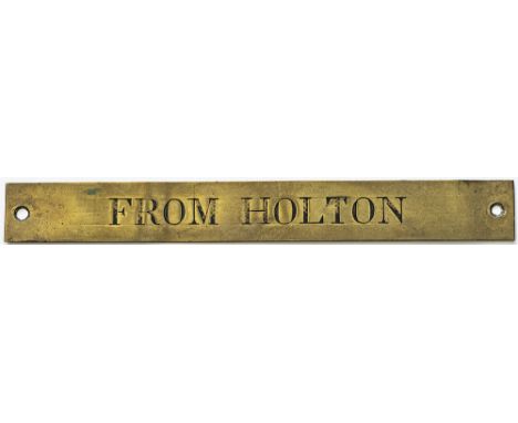 Great Central Railway hand engraved brass shelf plate FROM HOLTON. In good condition with original black wax infill. Measures