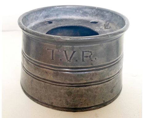 Taff Vale Railway pewter Inkwell inscribed TVR on side. Sadly missing the hinged lid.