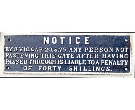 GWR untitled Gate Notice cast iron Sign. Restored.