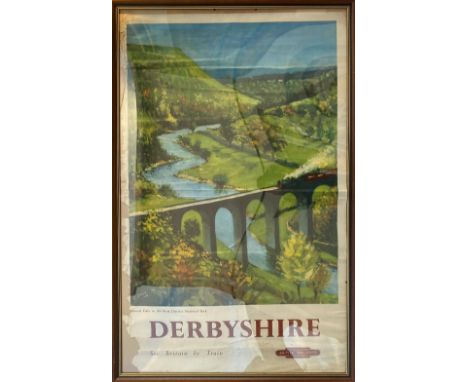 BR D/R Poster, Monsal Dale  Peak District, Derbyshire, by P. Collins in a low cost frame. Some loss to left edge in particula
