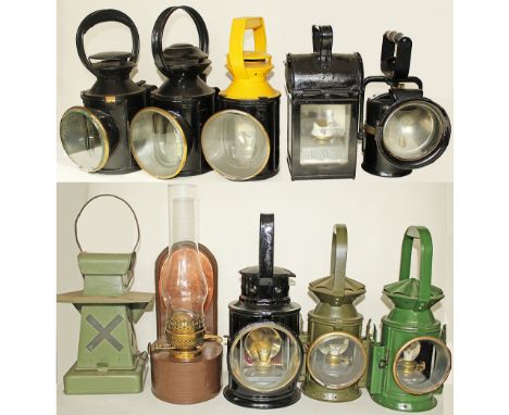 Handlamp miscellany, quantity 10 to include: BR(E) 3 aspect complete; BR 3 aspect slatted glass complete with interior; BR 4 