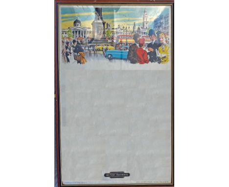 BR D/R Poster, blank but headed with a London image of tourists with policeman in Trafalgar Square, in a low cost frame.