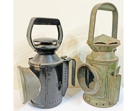 BR 3 aspect Handlamp complete with reservoir and a GWR burner. Together with a WD 3 aspect Handlamp stamped faintly GE &amp; 