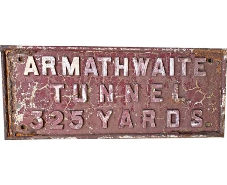 Midland Railway steel Tunnel Plate ARMATHWAITE TUNNEL 325 YARDS. Built between 1870 and 1871, it is the first tunnel encounte
